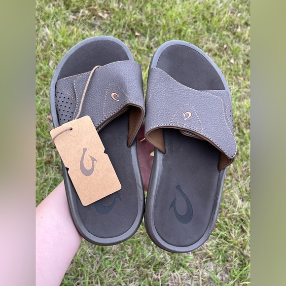 NWT Olukai Mens Nalu Slide Sandals Size 8 in Color Java - Picture 3 of 11